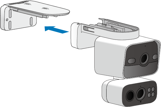 An illustration shows how to align and slide the camera onto the camera bracket.