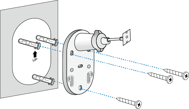 An illustration shows how to secure the solar panel bracket to the wall.