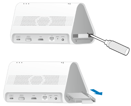 An illustration shows how to take out the hard drive bracket.