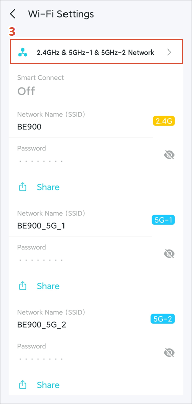 The 2.4GHz & 5GHz Network location on the Wi-Fi Settings page.
