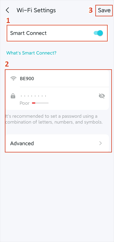 The Wi-Fi settings page with steps to configure Smart Connect.