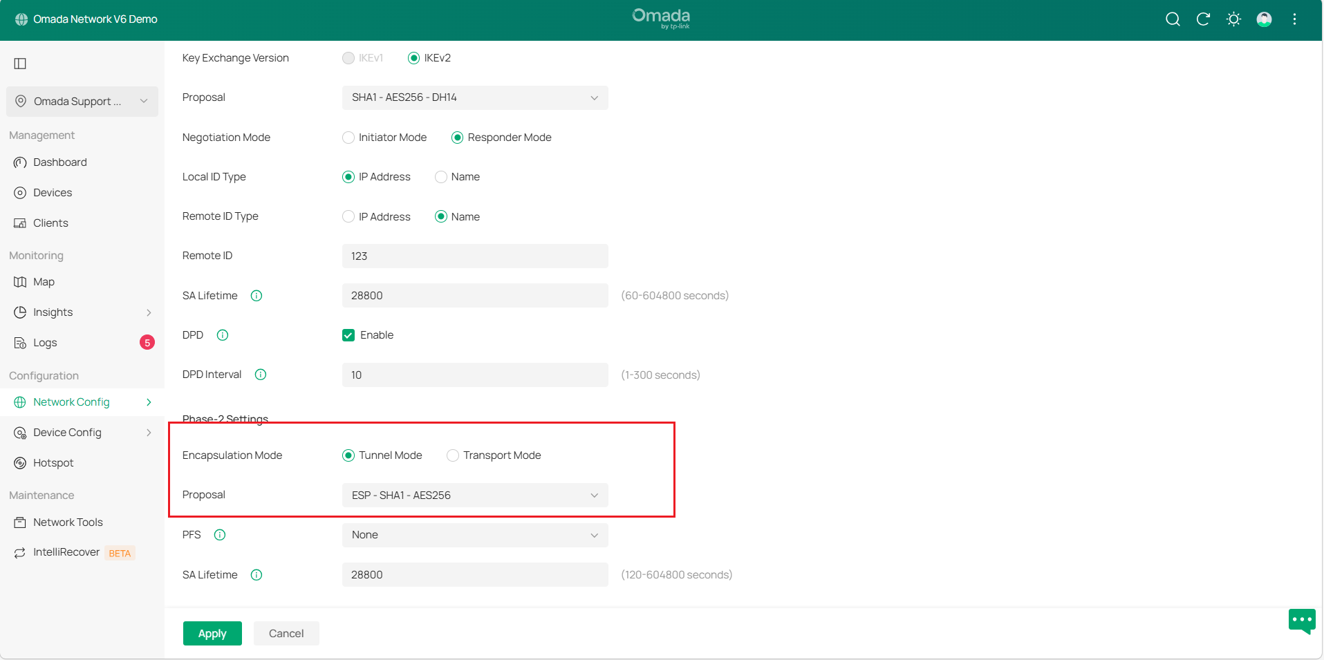 Show the Phase-2 Settings page.