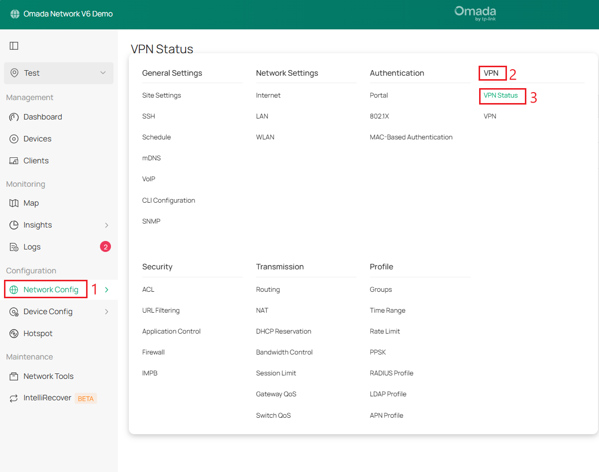 Show the VPN status location.