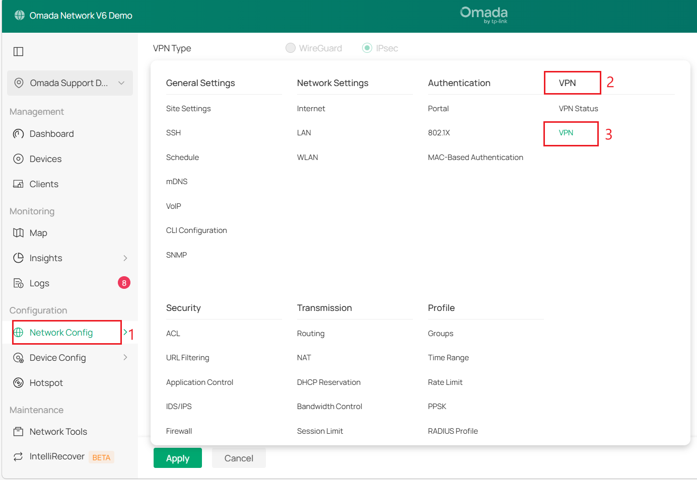  Show the location of the VPN.