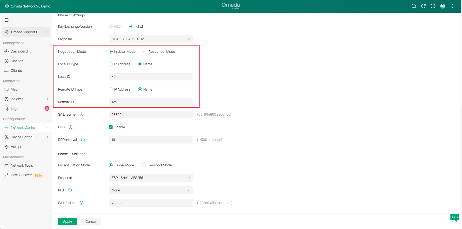 Display the Phase Settings of gateway A.