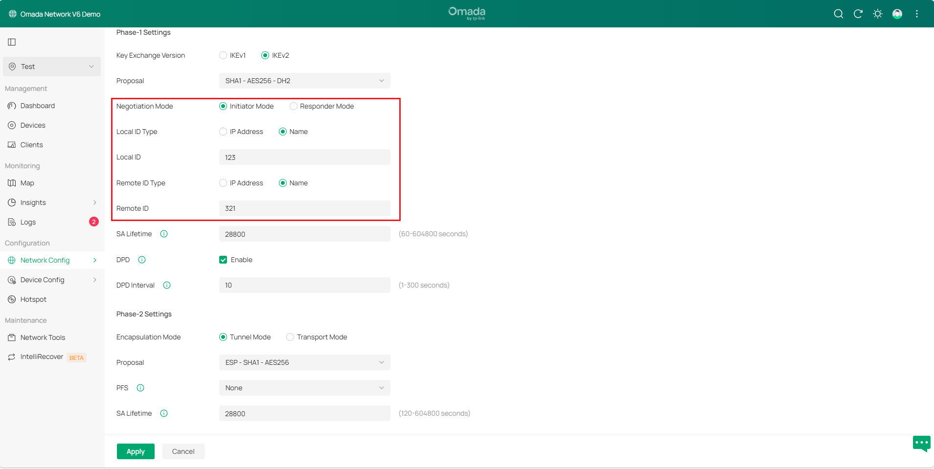 Display the Phase Settings of gateway B.