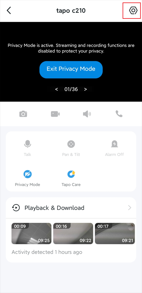 Tap the gear icon in the top right corner.