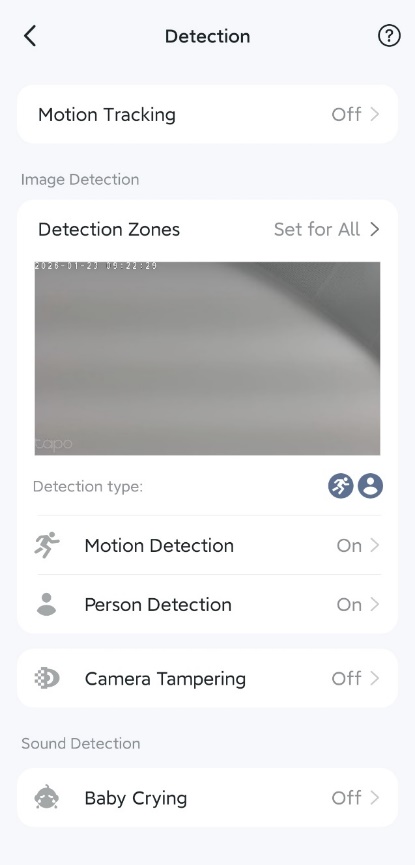 Configure the detection settings as desired.