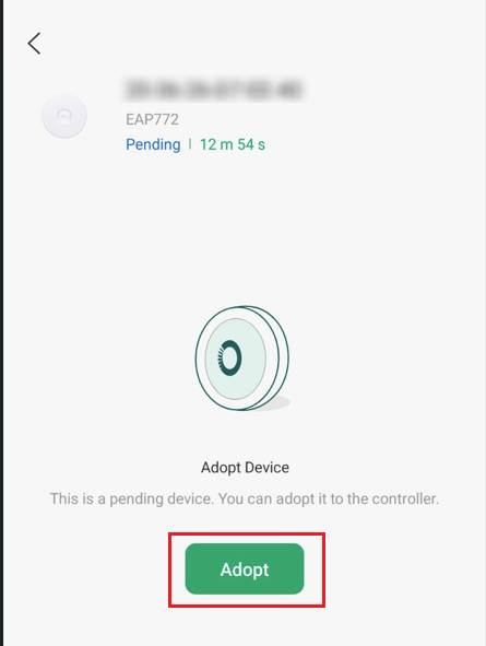 Displays an EAP adoption page in the Omada App.