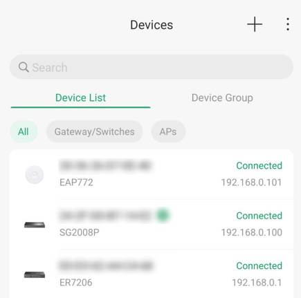 Devices connected on Omada App.