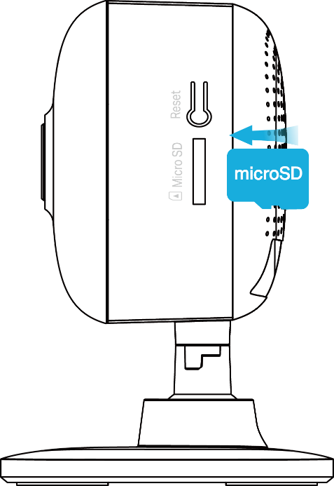 Locate the SD card slot on the side panel of the standard Kasa Security Camera.