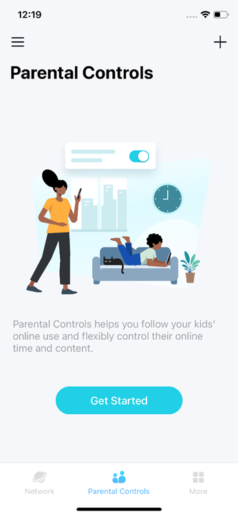 The Parental Controls start page.