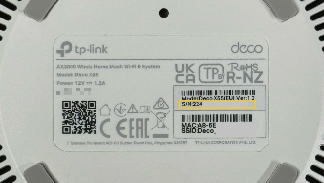 SN on the product label.