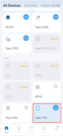 Tap the device card in the Tapo app Home page.