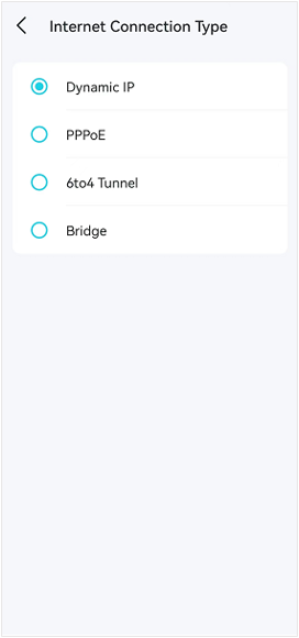 IPv6 Internet Connection Type screen with Dynamic IP selected and PPPoE, 6to4 Tunnel, and Bridge options listed.