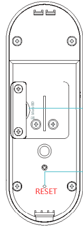 Diagram of a Kasa doorbell showing the Reset button location on the back of the device.