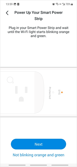 Follow the in-app configuration guide to power up your kasa device.