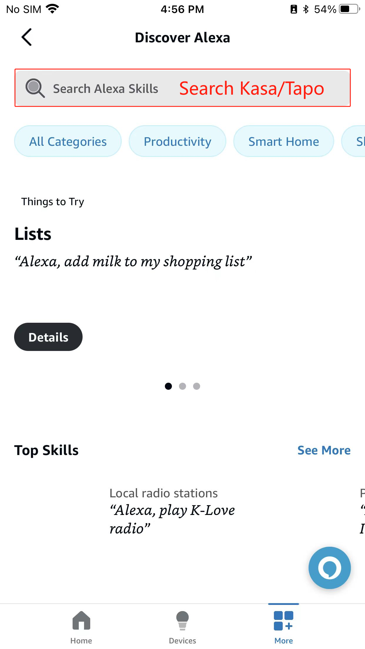 Search Tapo or Kasa in the search bar.