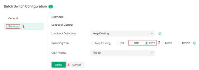 Applying STP/RSTP settings to multiple switches.