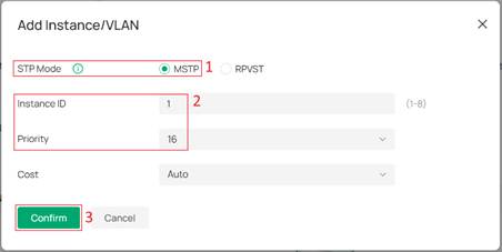 Setting port priority to 16 for instance 1.