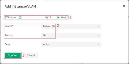 Setting port priority to 16 for VLAN 1.