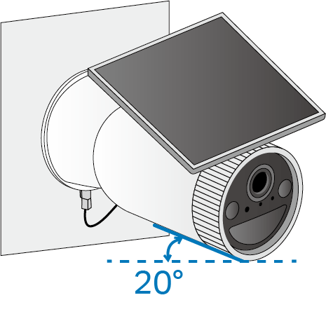 An illustration shows attaching the camera to the base and adjusting the camera angle.