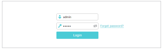 The TP-Link router’s interface showing login username and password.