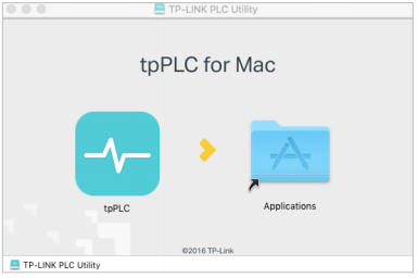 Installation interface of TP-Link tpPLC Utility for Mac, showing the standard macOS app install prompt.