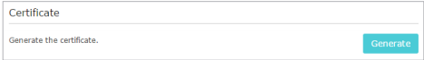 Certificate section of the OpenVPN settings page with a Generate button.