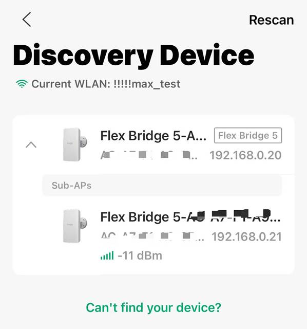 Omada APP shows the paired bridge devices.