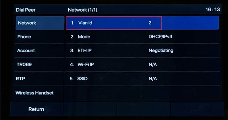 A screen shot showing the IP Phones automatically use VLAN ID 2 as voice traffic.
