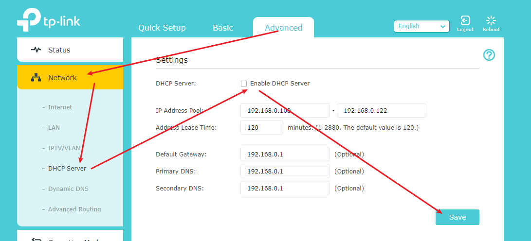 The path to disable the DNCP server.