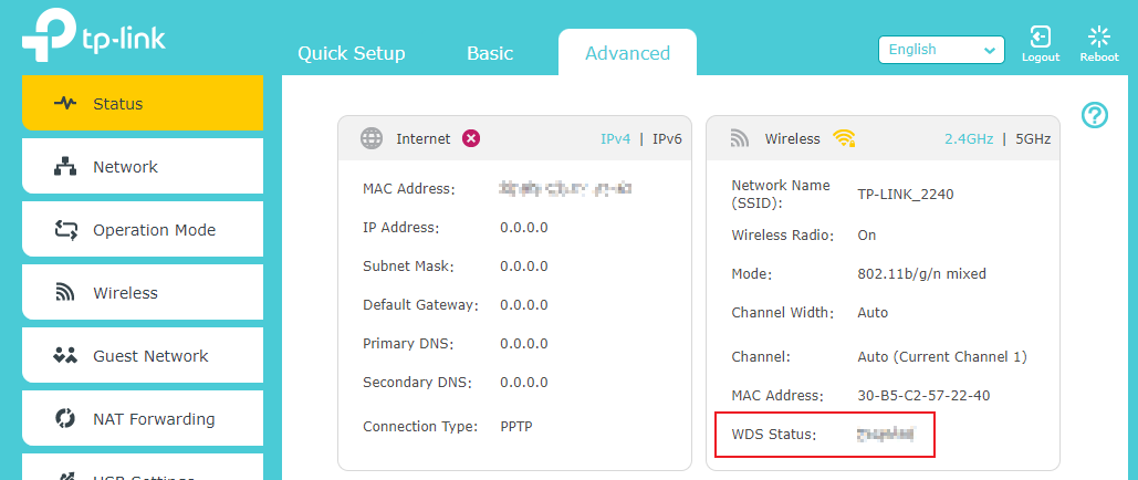 The location to check the WDS Status.