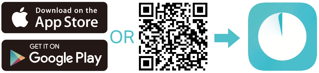 The App Store and Google Play logo, a QR code, and the Deco app logo.