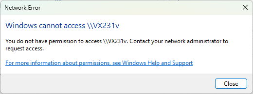 Error accessing USB sharing after changing the password.