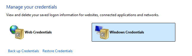 Click Windows Credentials.