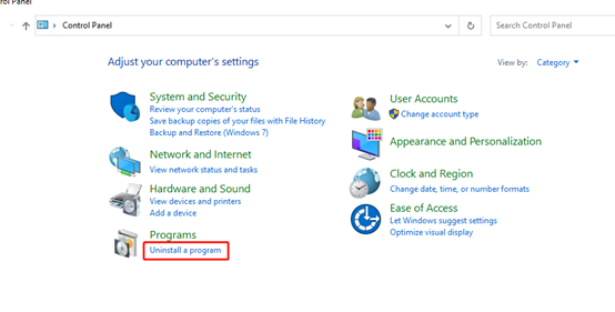 Click Uninstall a program.