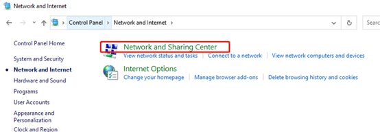 Click Network and Sharing Center.