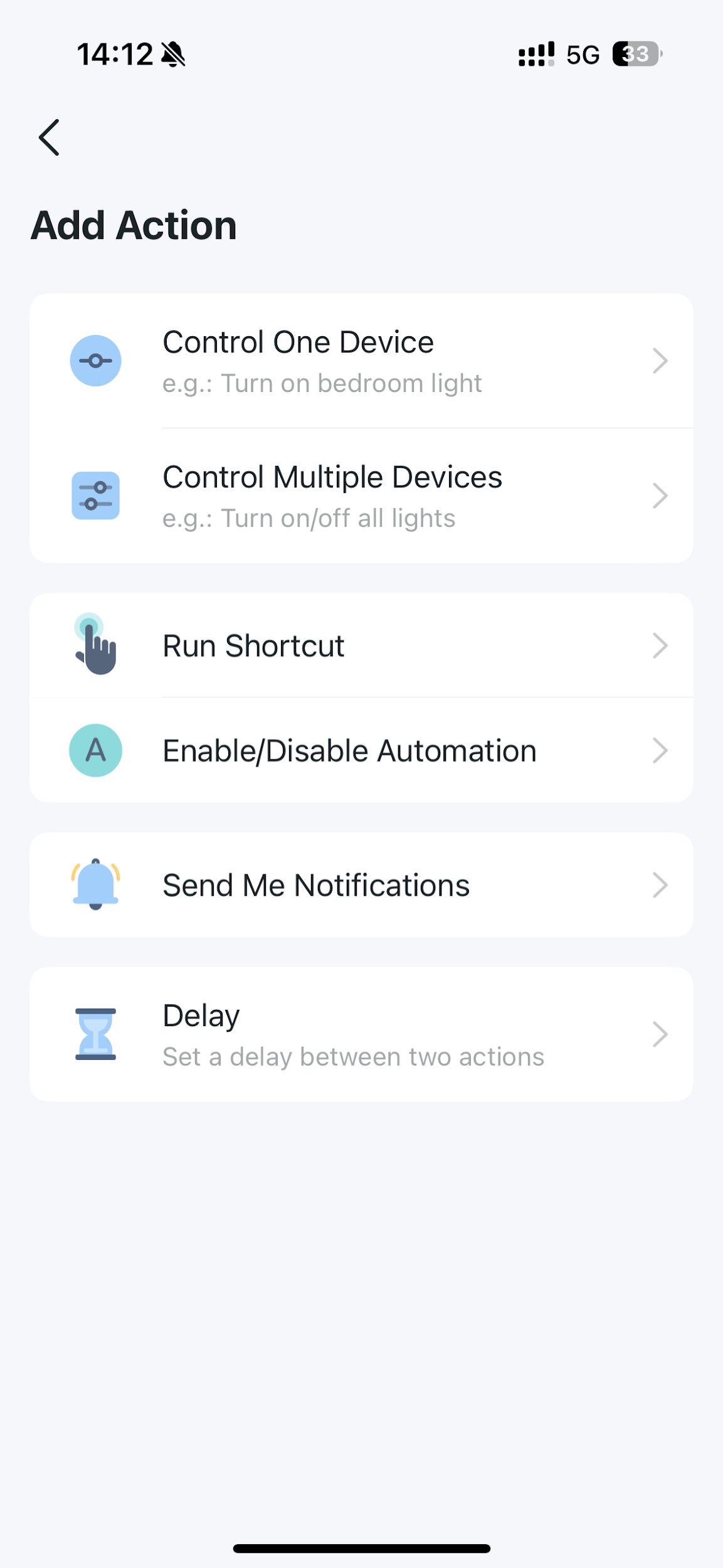 Add action page.