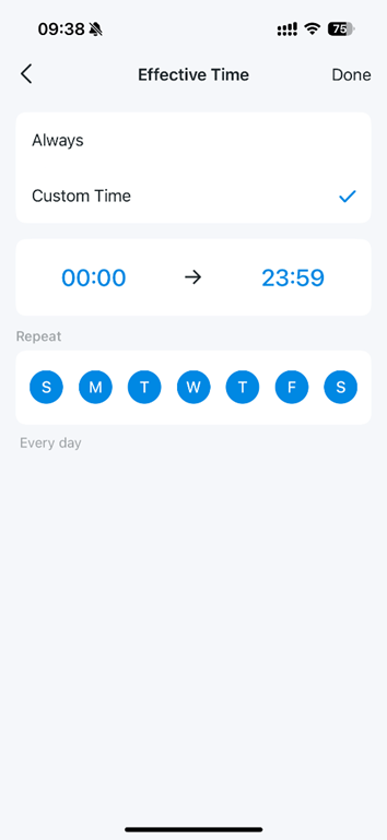 Set effective time.