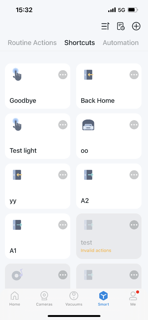 Shortcuts page.
