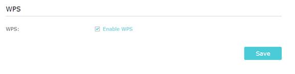 WPS settings section with Enable WPS checkbox checked and Save button.