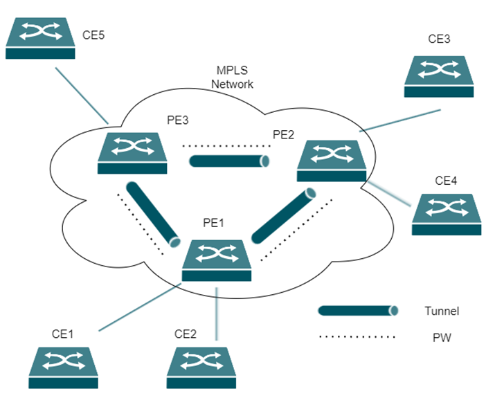 Show the principle topology diagram of VPLS.