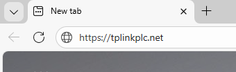 Browser address bar showing https://tplinkplc.net entered.