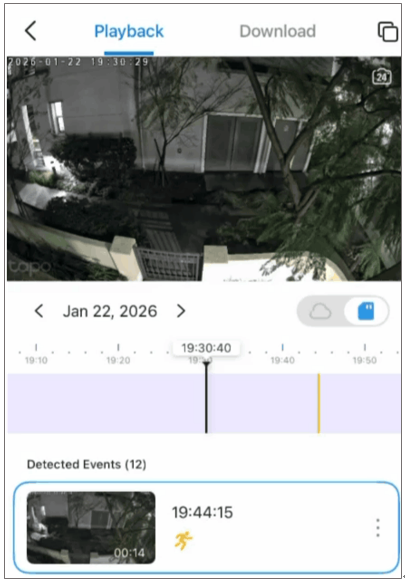 24/7 Capture snapshots in the Playback page.
