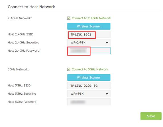 "Connect to Host Network" page.