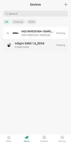 Discover VIGI devices in the App automatically.