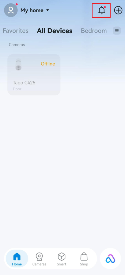 Tap the bell icon in the top right corner to open the Notifications page.