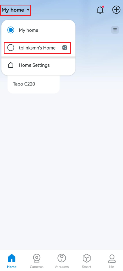 Tap the home settings in the top left corner.