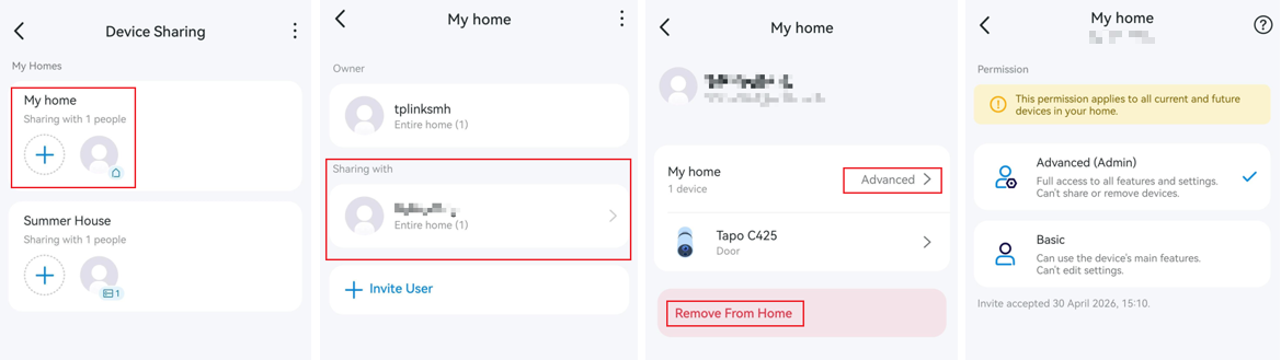 Change permission or stop sharing for the entire home.